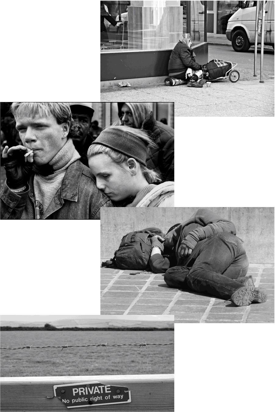 Collage of struggling couple and individuals